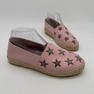 South Parade Pink Leather Stars Espadrille Flats Size 37